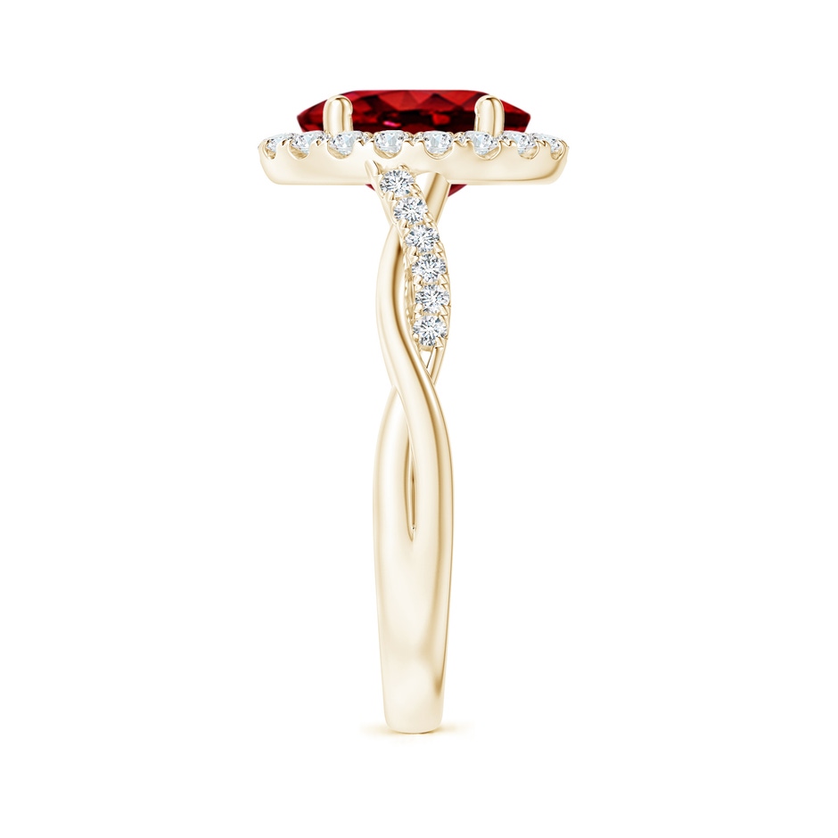 9x7mm Lab-Grown Oval Ruby Halo Twisted Vine Ring in Yellow Gold side 299