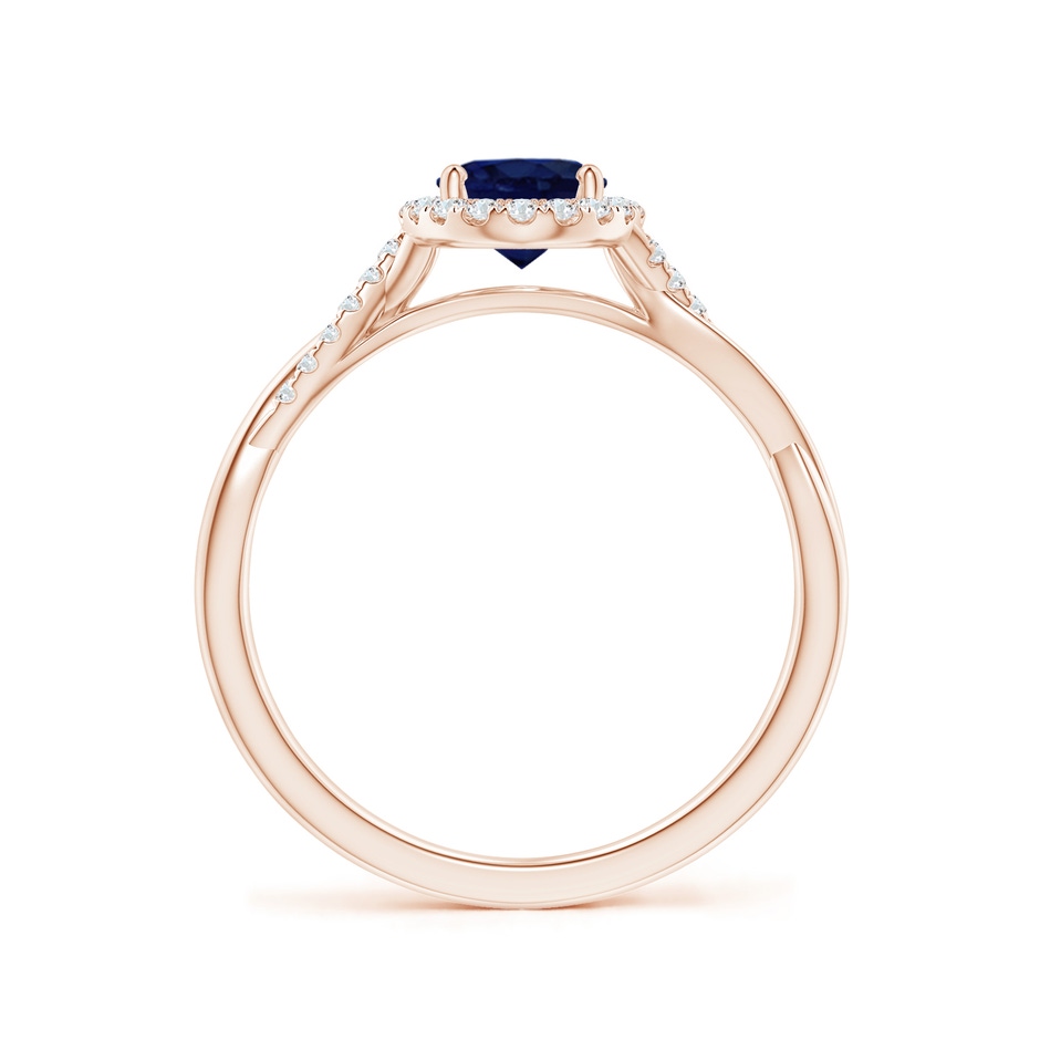 7x5mm A Oval Sapphire Halo Twisted Vine Ring in Rose Gold side 199