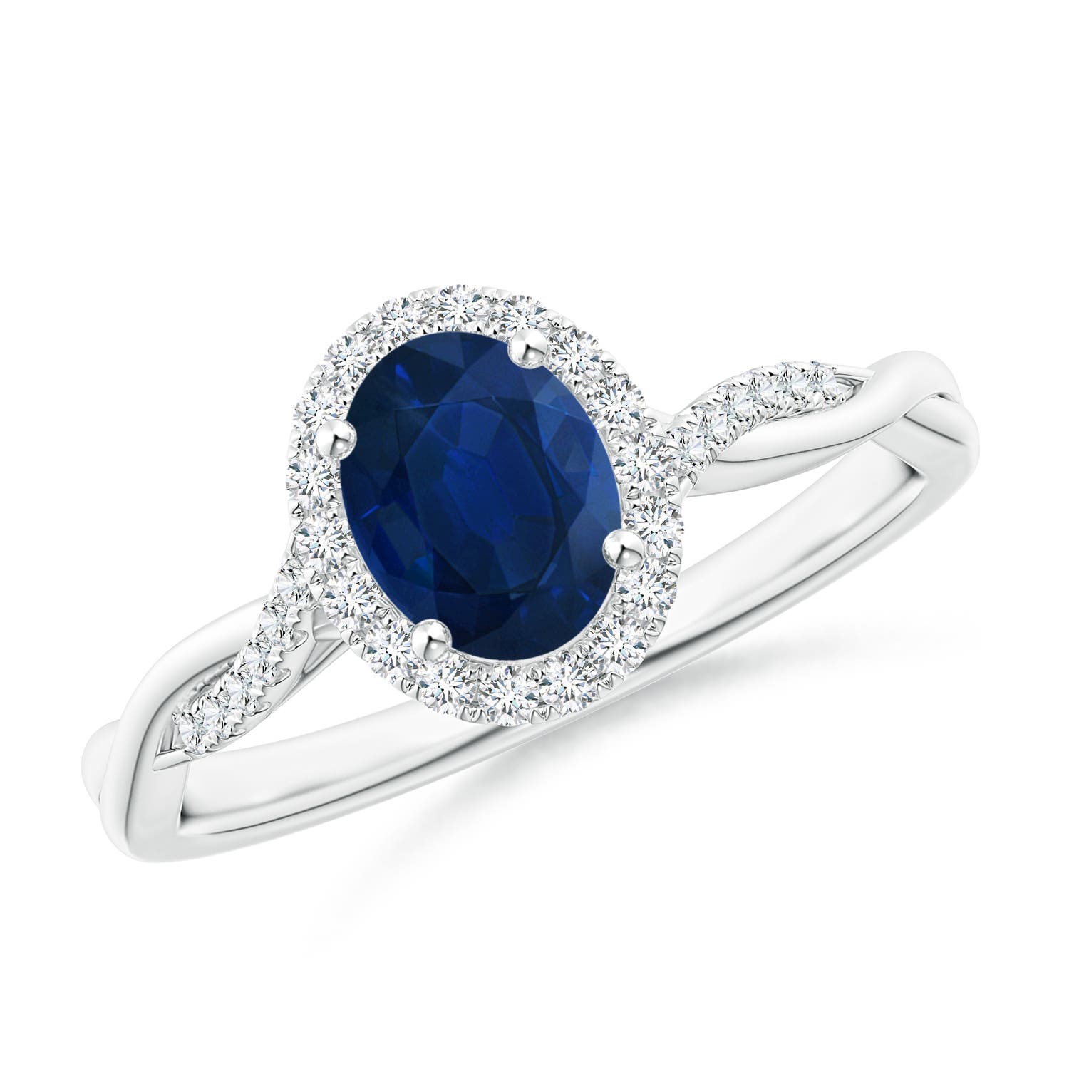 AA - Blue Sapphire / 1.05 CT / 14 KT White Gold