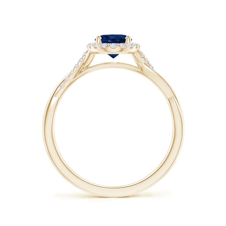 7x5mm AA Oval Sapphire Halo Twisted Vine Ring in Yellow Gold side 199