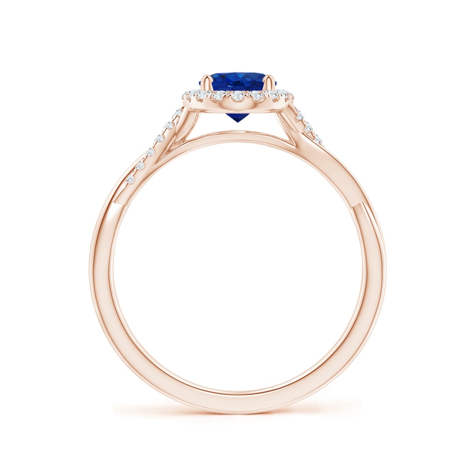 7x5mm AAA Oval Sapphire Halo Twisted Vine Ring in Rose Gold side 199