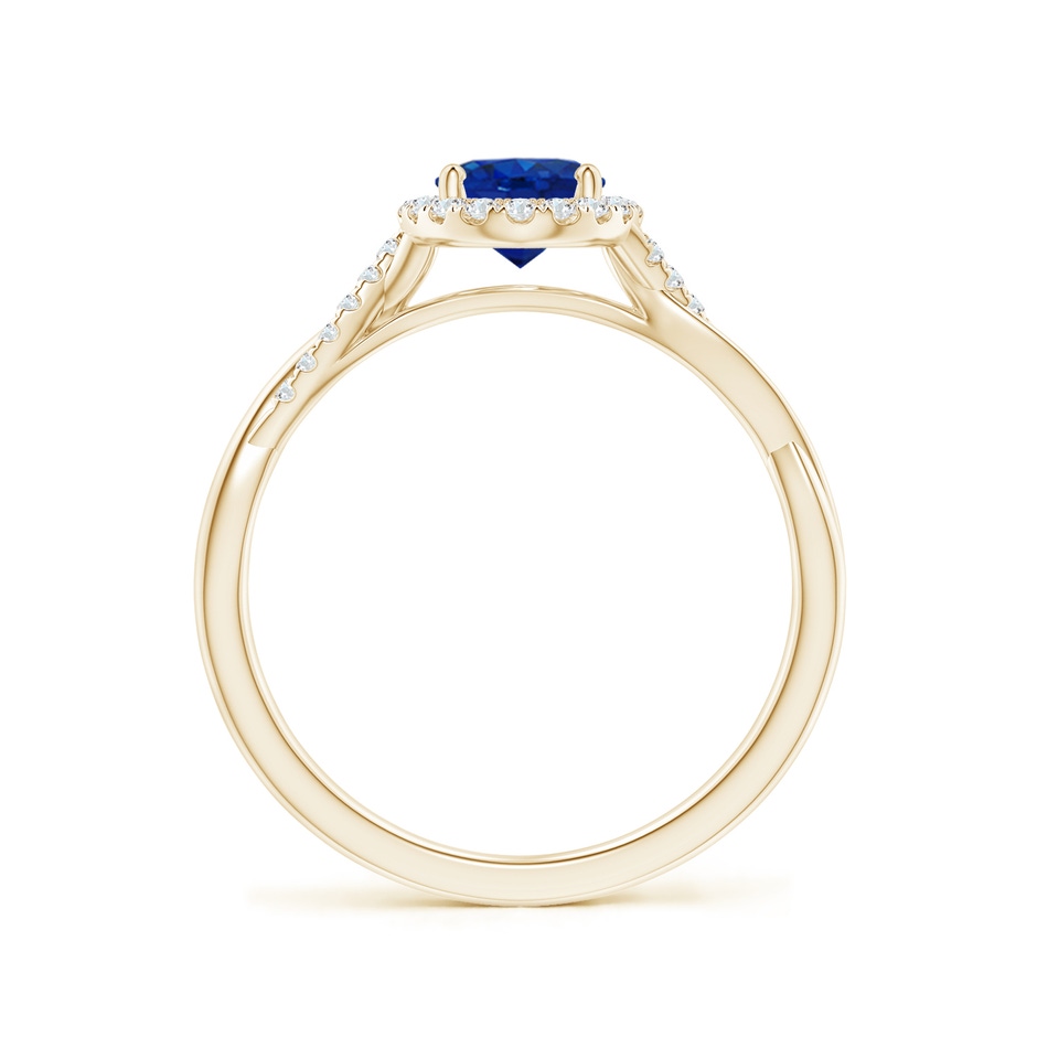 7x5mm AAA Oval Sapphire Halo Twisted Vine Ring in Yellow Gold side 199