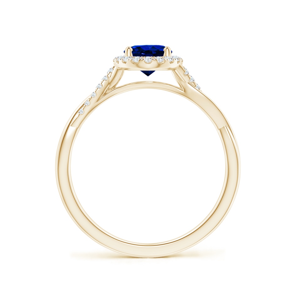 7x5mm AAAA Oval Sapphire Halo Twisted Vine Ring in 9K Yellow Gold side 199