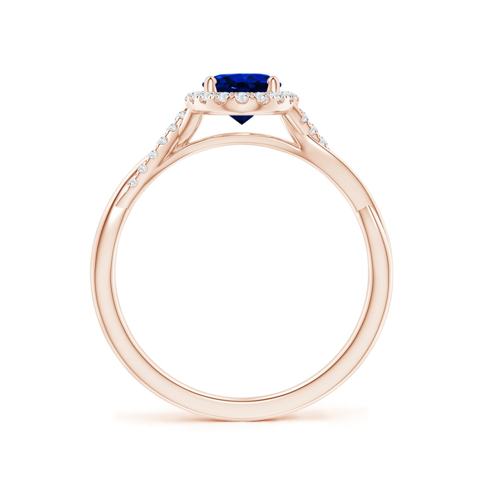 7x5mm AAAA Oval Sapphire Halo Twisted Vine Ring in Rose Gold side 199