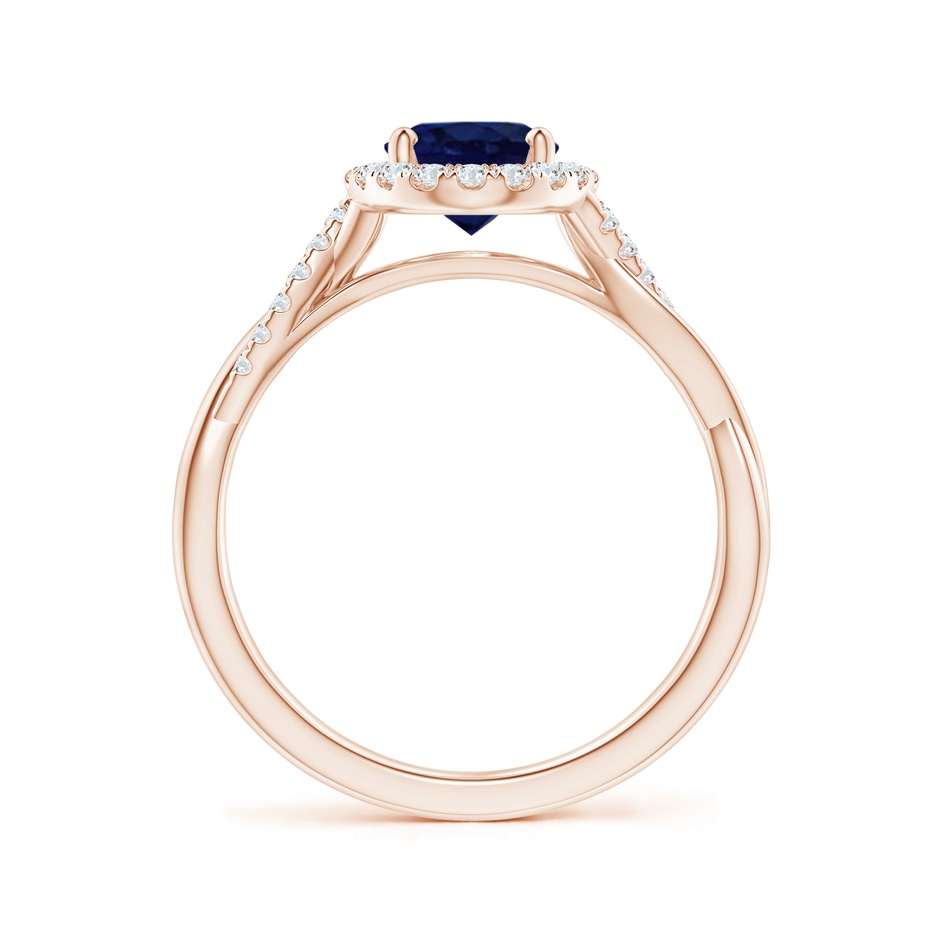 8x6mm A Oval Sapphire Halo Twisted Vine Ring in Rose Gold side 199