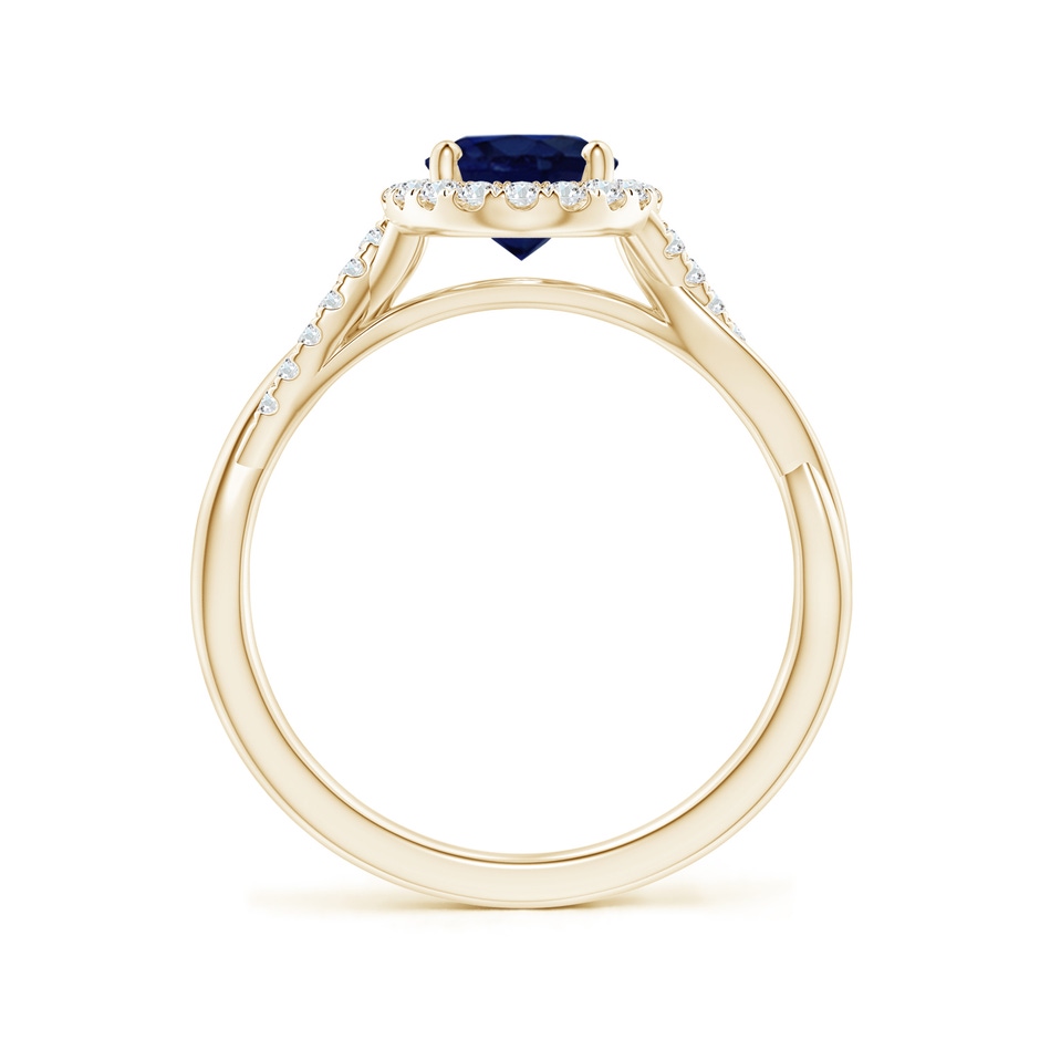8x6mm A Oval Sapphire Halo Twisted Vine Ring in Yellow Gold side 199