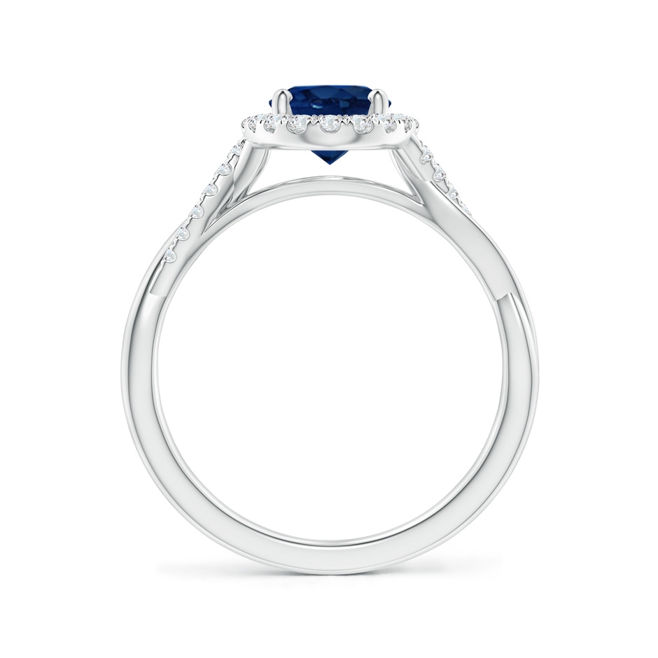 8x6mm AA Oval Sapphire Halo Twisted Vine Ring in White Gold side 199
