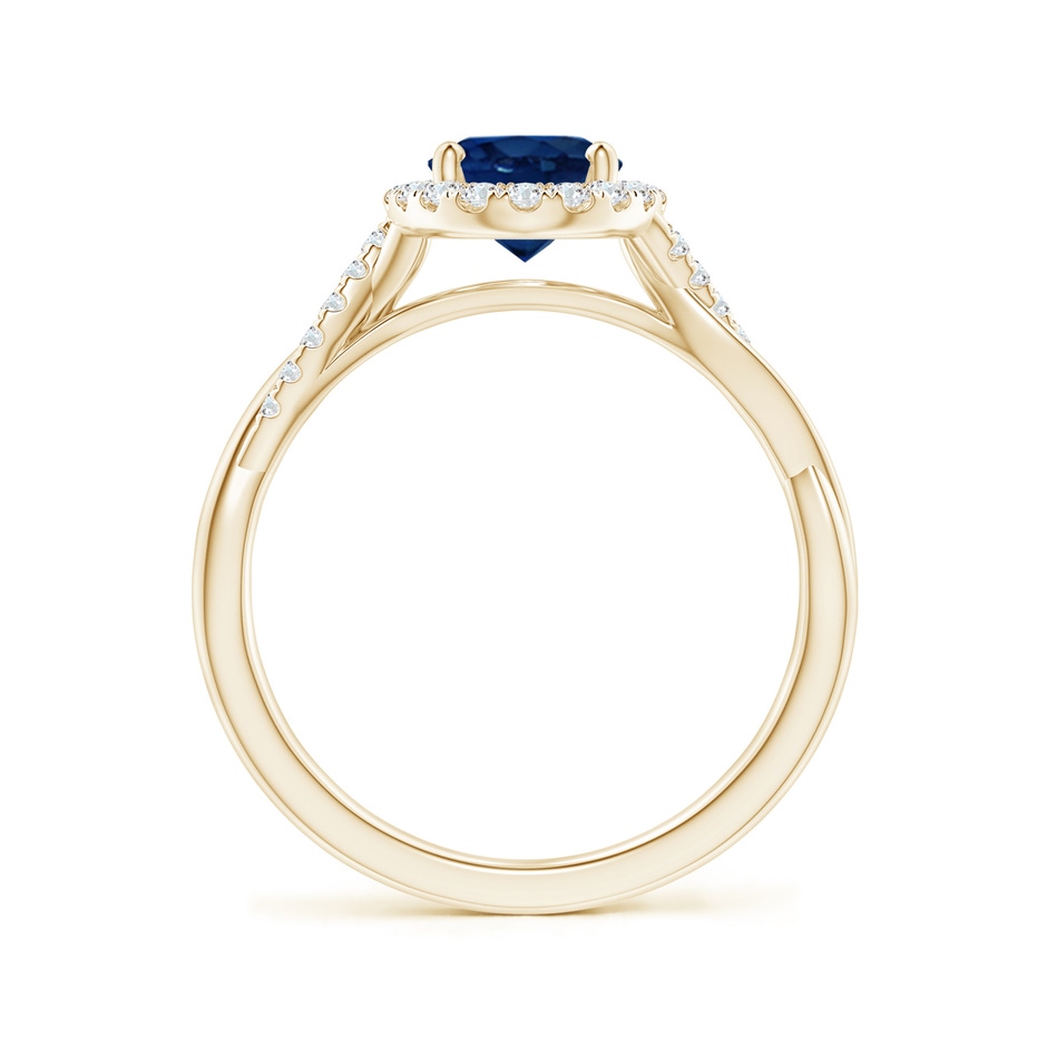 8x6mm AA Oval Sapphire Halo Twisted Vine Ring in Yellow Gold side 199