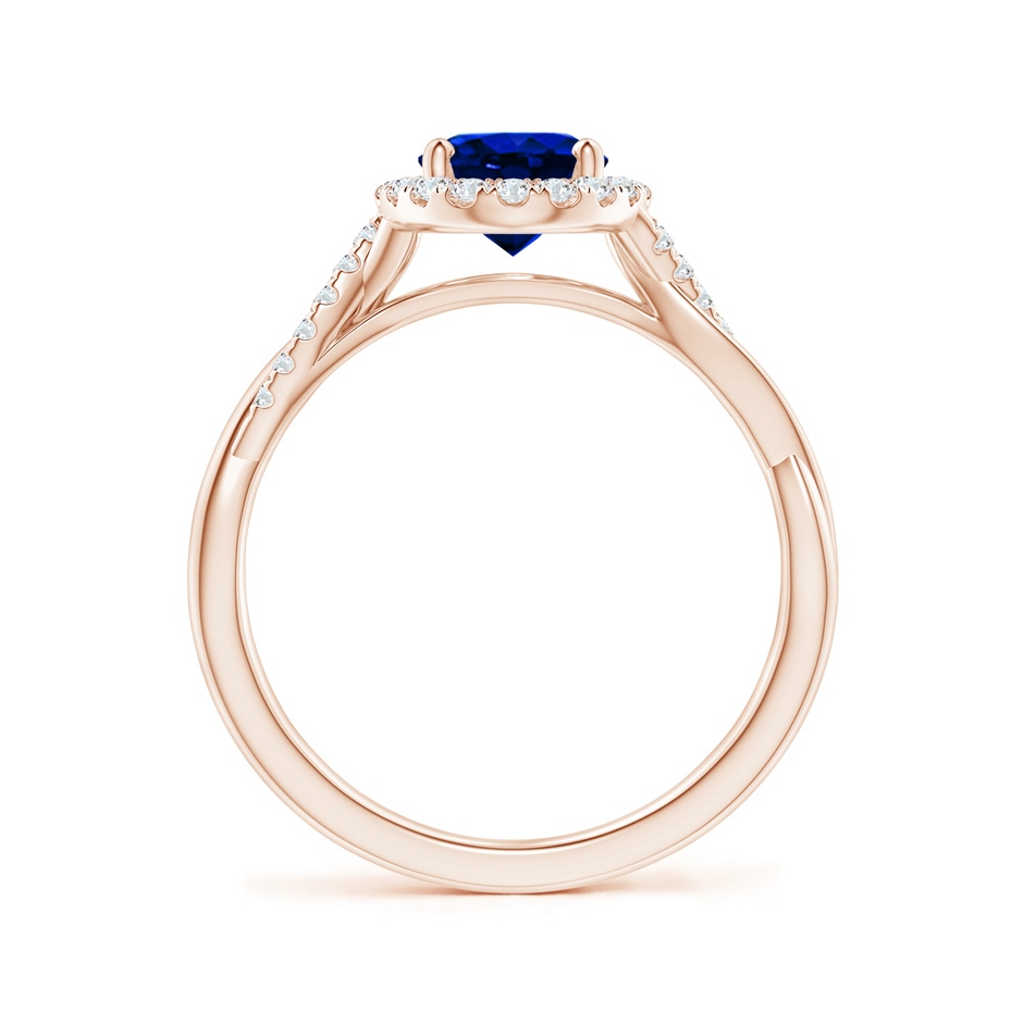 8x6mm AAAA Oval Sapphire Halo Twisted Vine Ring in Rose Gold side 199