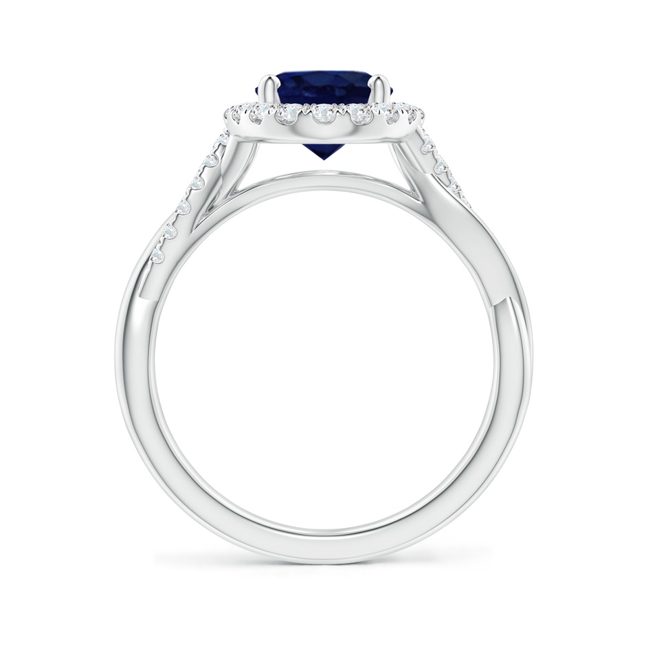 9x7mm A Oval Sapphire Halo Twisted Vine Ring in White Gold side 199