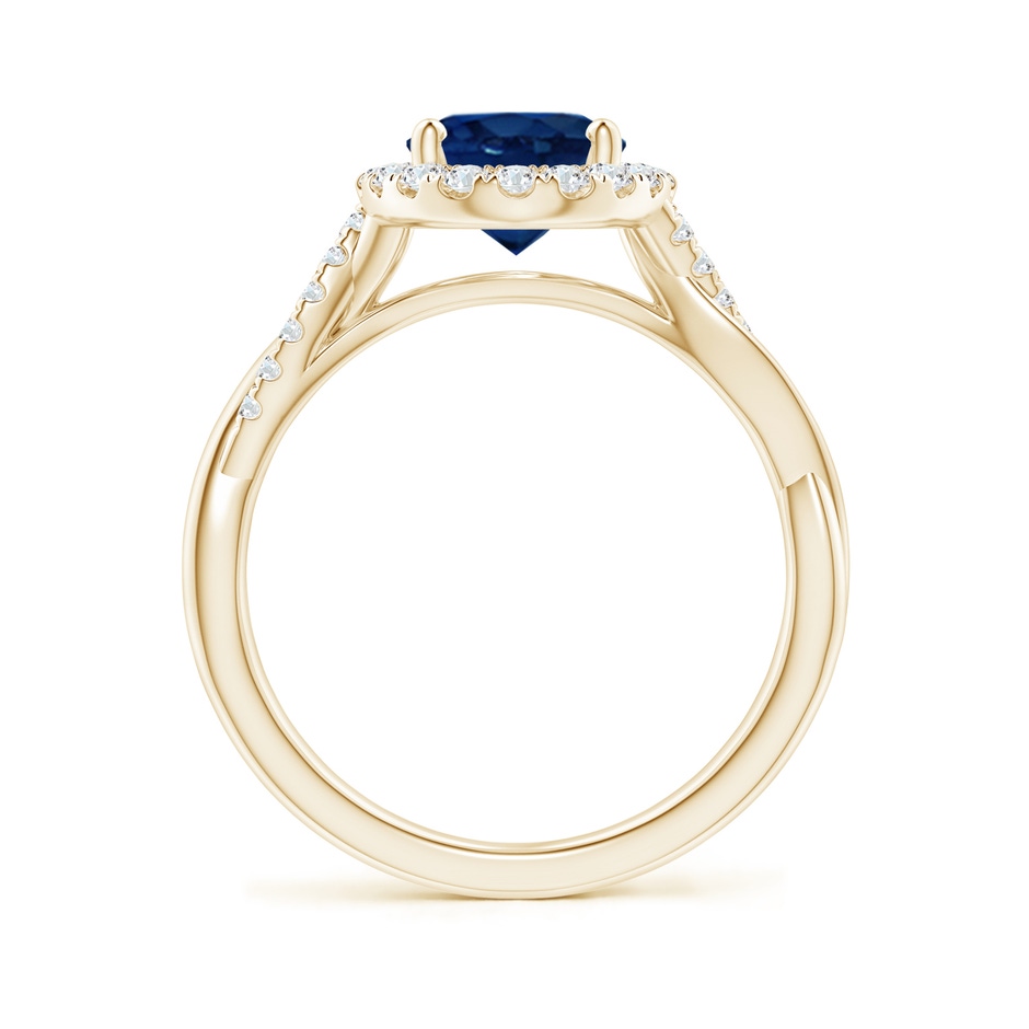 9x7mm AA Oval Sapphire Halo Twisted Vine Ring in Yellow Gold side 199