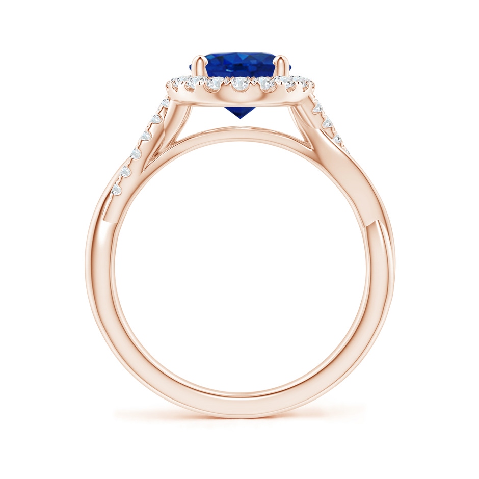 9x7mm AAA Oval Sapphire Halo Twisted Vine Ring in Rose Gold side 199