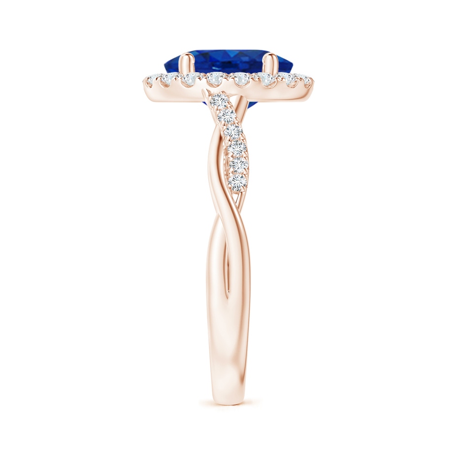 9x7mm AAA Oval Sapphire Halo Twisted Vine Ring in Rose Gold side 299
