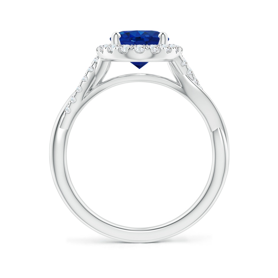 9x7mm AAA Oval Sapphire Halo Twisted Vine Ring in White Gold side 199