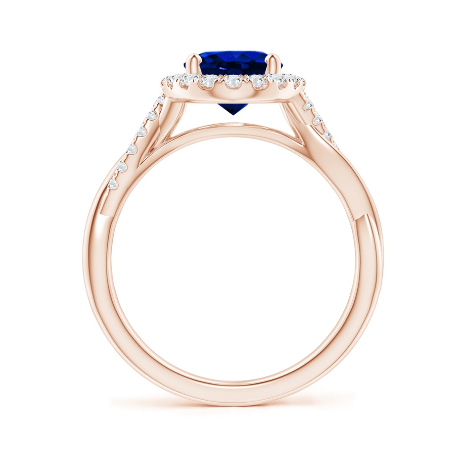 9x7mm AAAA Oval Sapphire Halo Twisted Vine Ring in Rose Gold side 199