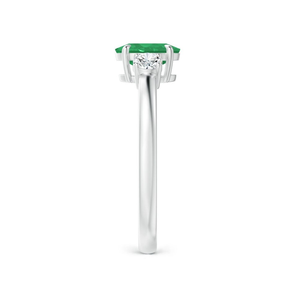 7x5mm A Oval Emerald and Round Diamond Three Stone Ring in P950 Platinum Side 2