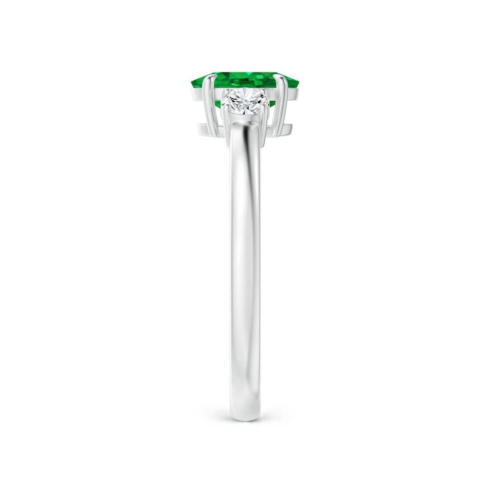 7x5mm AAA Oval Emerald and Round Diamond Three Stone Ring in P950 Platinum side 2