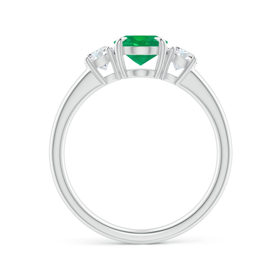 8x6mm AA Oval Emerald and Round Diamond Three Stone Ring in White Gold Side 1