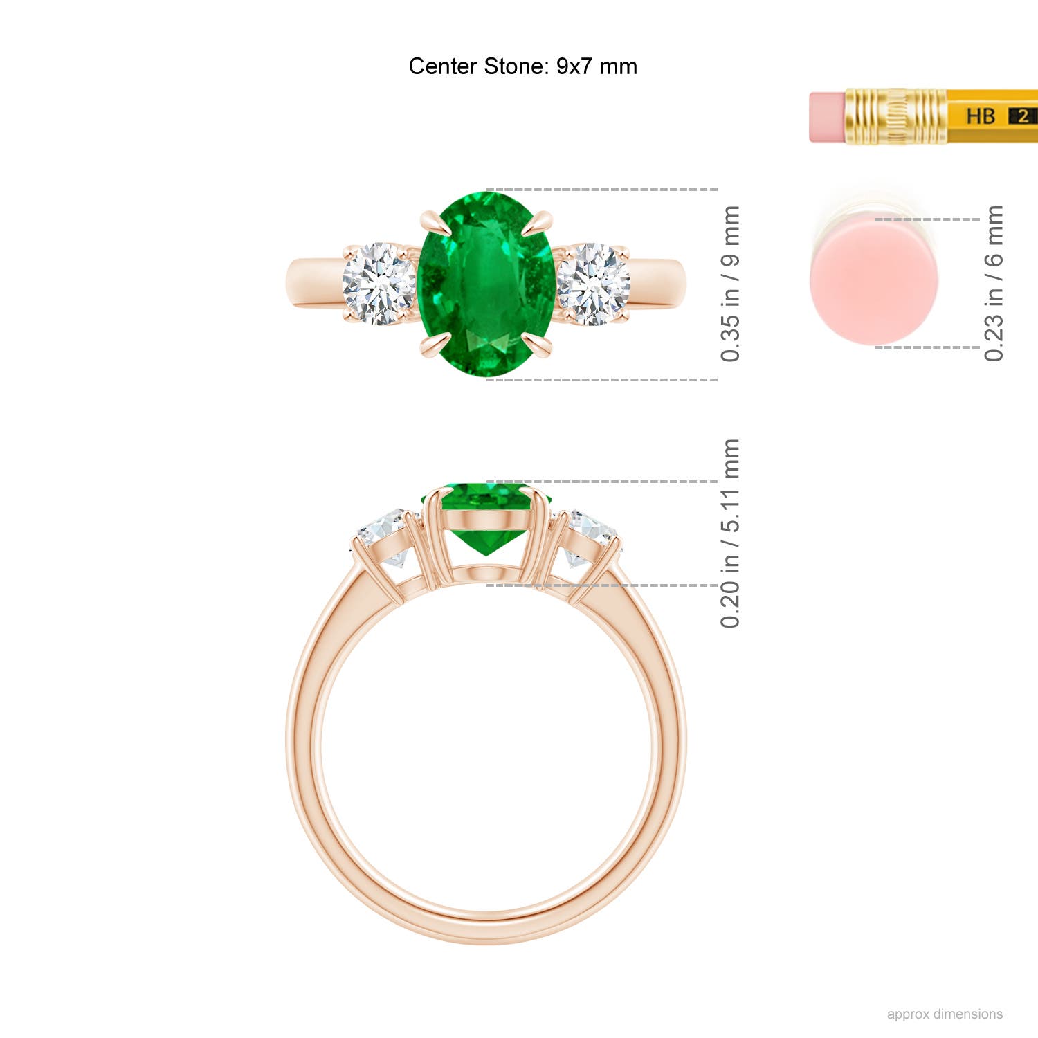 AAAA - Emerald / 1.96 CT / 14 KT Rose Gold