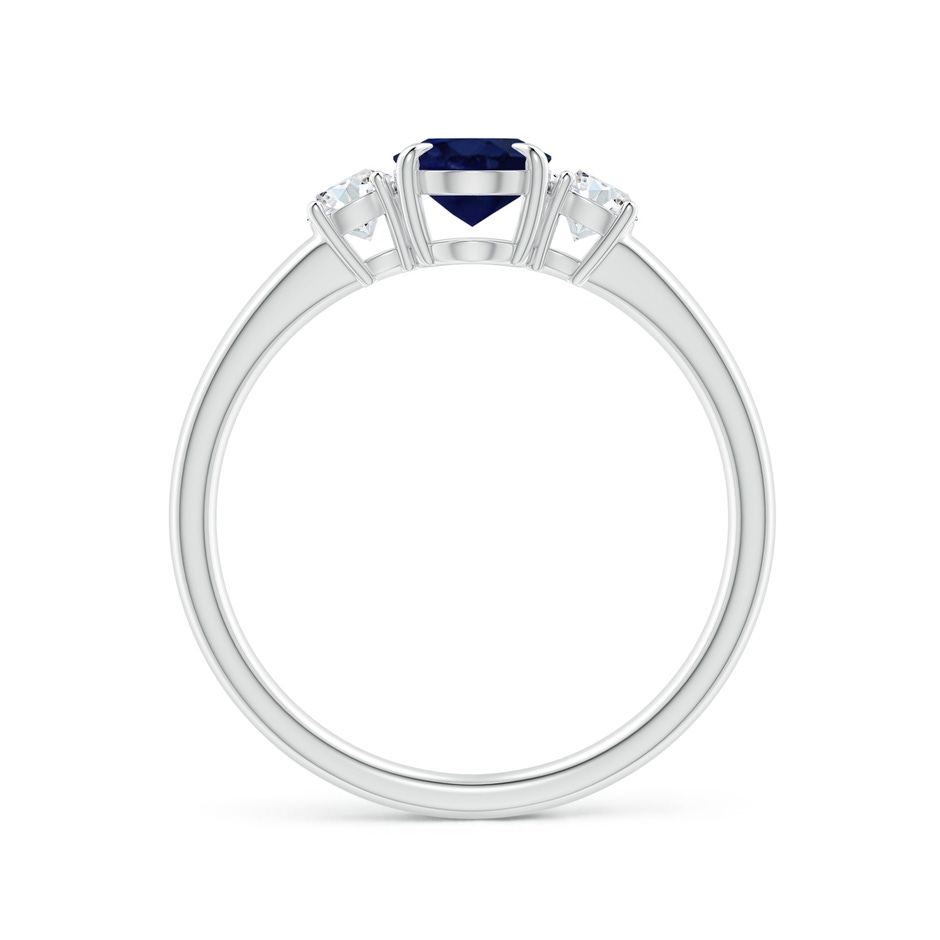 7x5mm A Oval Sapphire and Round Diamond Three Stone Ring in White Gold side-1