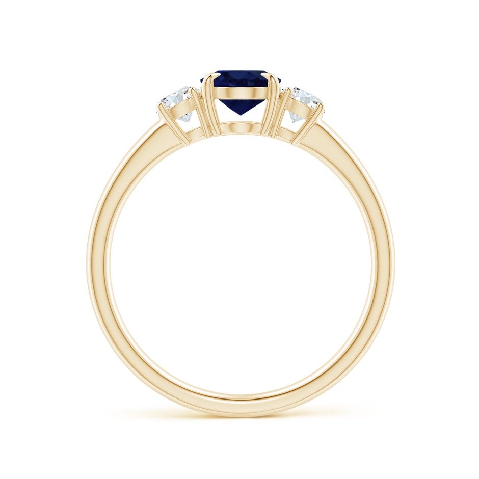 7x5mm A Oval Sapphire and Round Diamond Three Stone Ring in Yellow Gold side-1