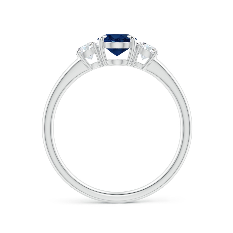 7x5mm AA Oval Sapphire and Round Diamond Three Stone Ring in White Gold side-1