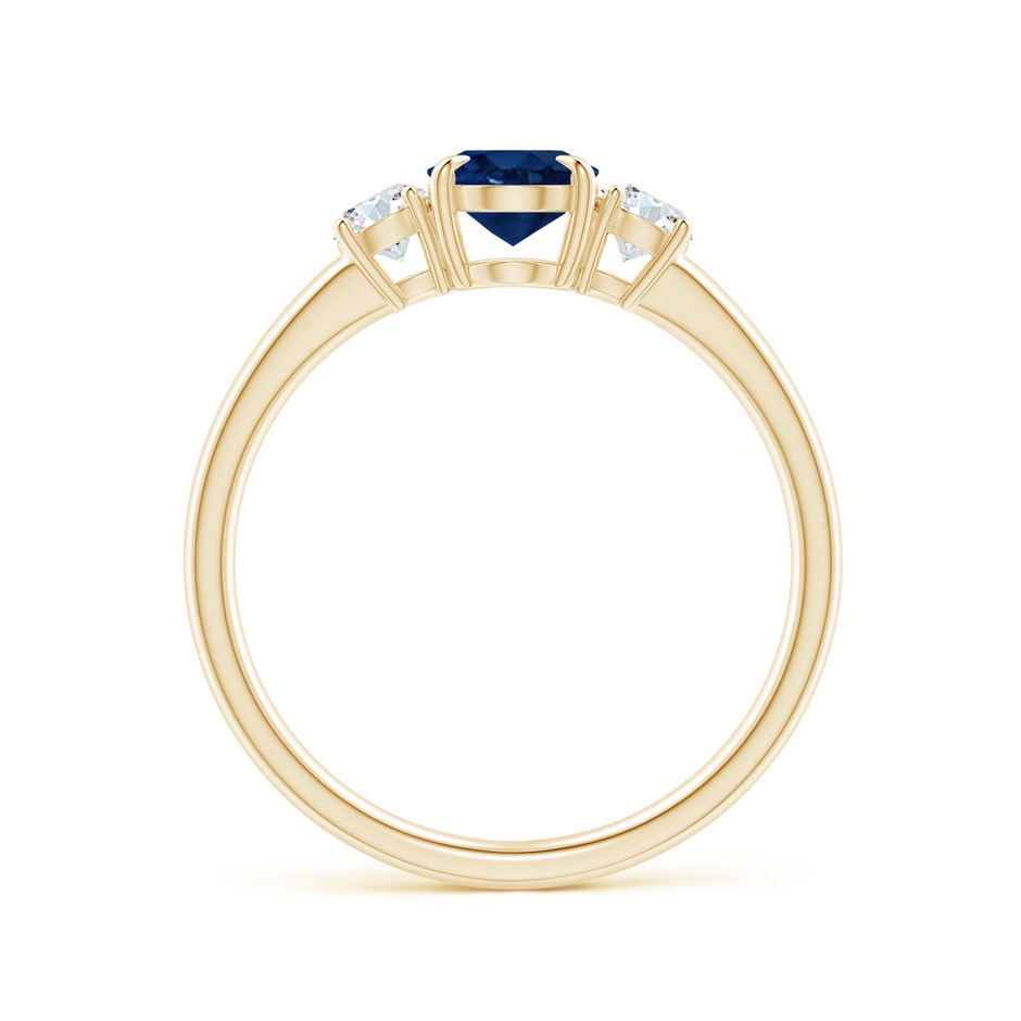 7x5mm AA Oval Sapphire and Round Diamond Three Stone Ring in Yellow Gold side-1