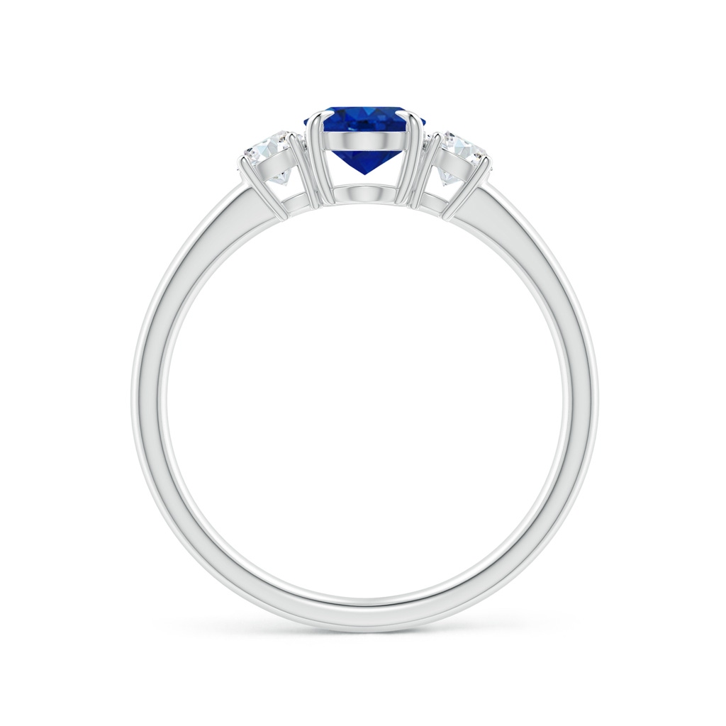 7x5mm AAA Oval Sapphire and Round Diamond Three Stone Ring in White Gold - side_1