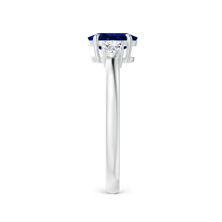 7x5mm AAAA Oval Sapphire and Round Diamond Three Stone Ring in P950 Platinum side-2