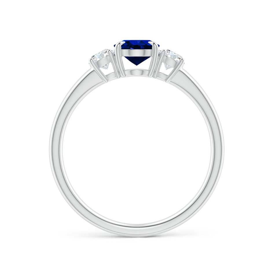 7x5mm AAAA Oval Sapphire and Round Diamond Three Stone Ring in White Gold side-1
