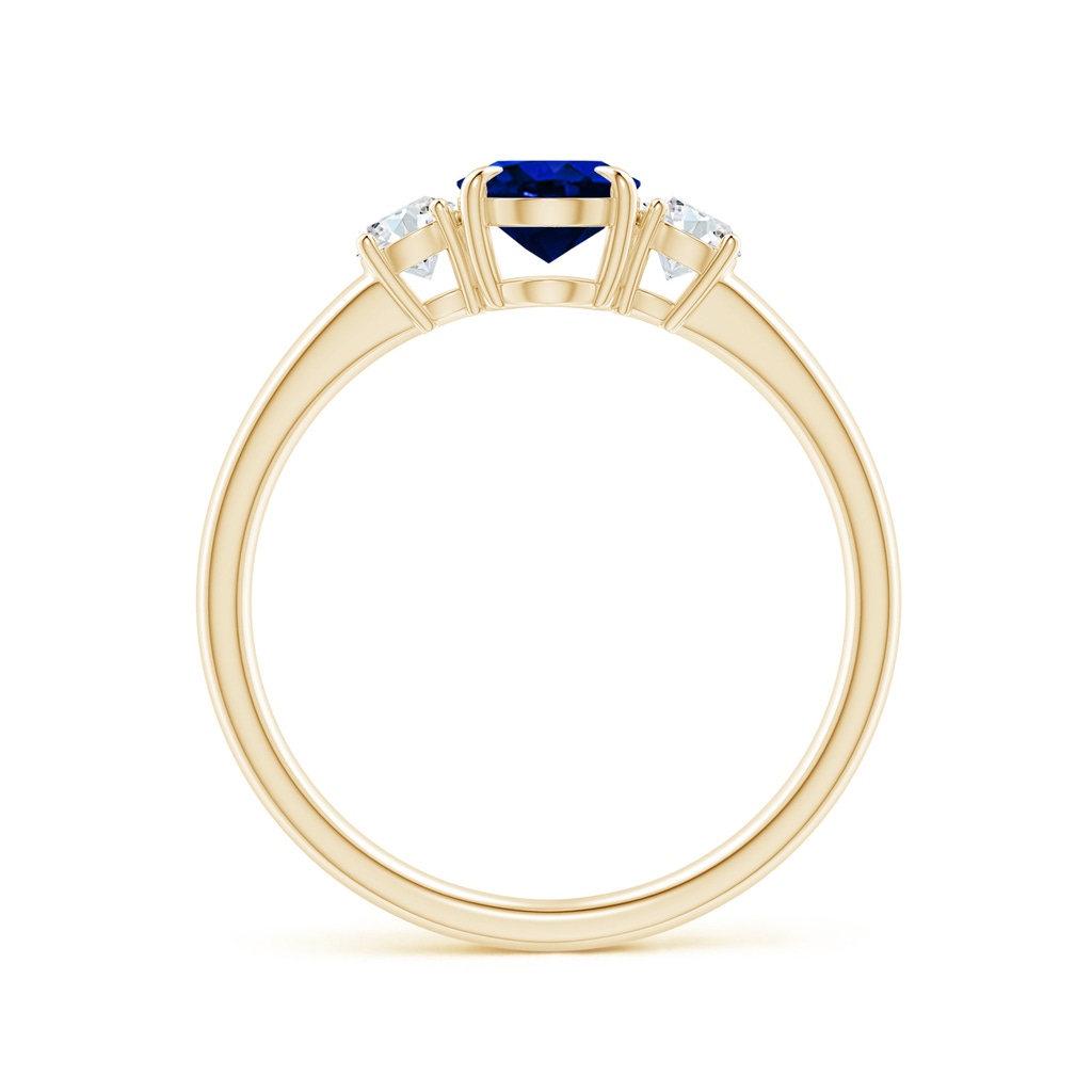 7x5mm Lab-Grown Oval Sapphire and Round Diamond Three Stone Ring in Yellow Gold - side_1