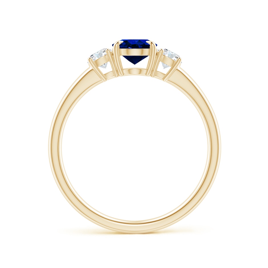 7x5mm Lab-Grown Oval Sapphire and Round Diamond Three Stone Ring in Yellow Gold side-1