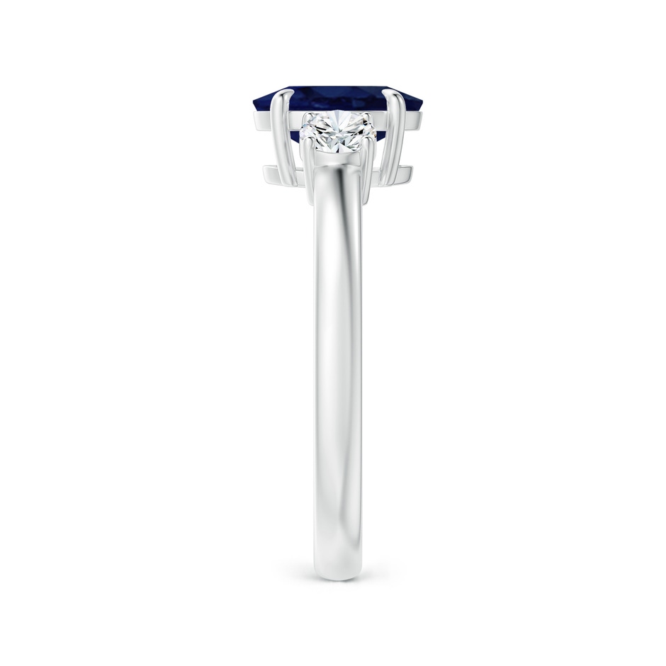 8x6mm A Oval Sapphire and Round Diamond Three Stone Ring in White Gold side-2