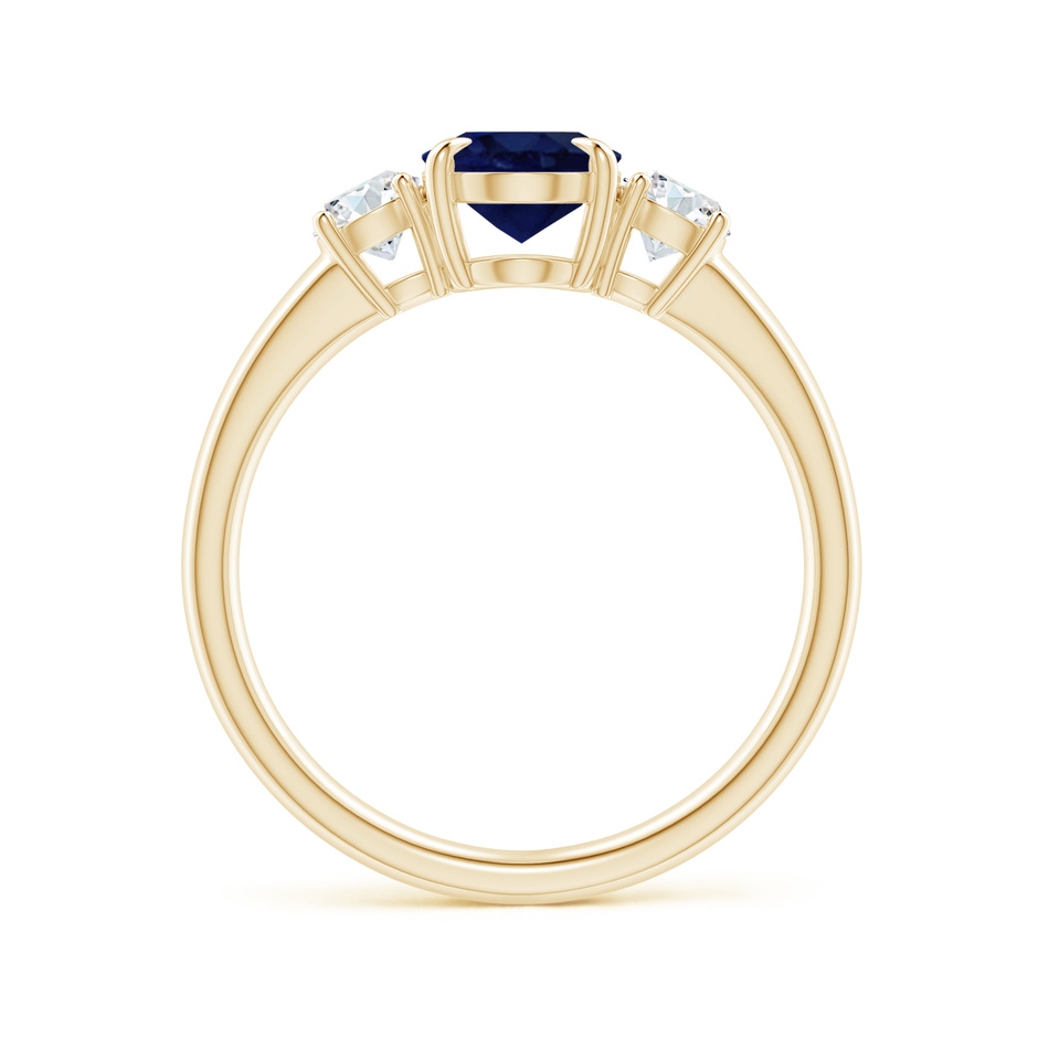 8x6mm A Oval Sapphire and Round Diamond Three Stone Ring in Yellow Gold side-1