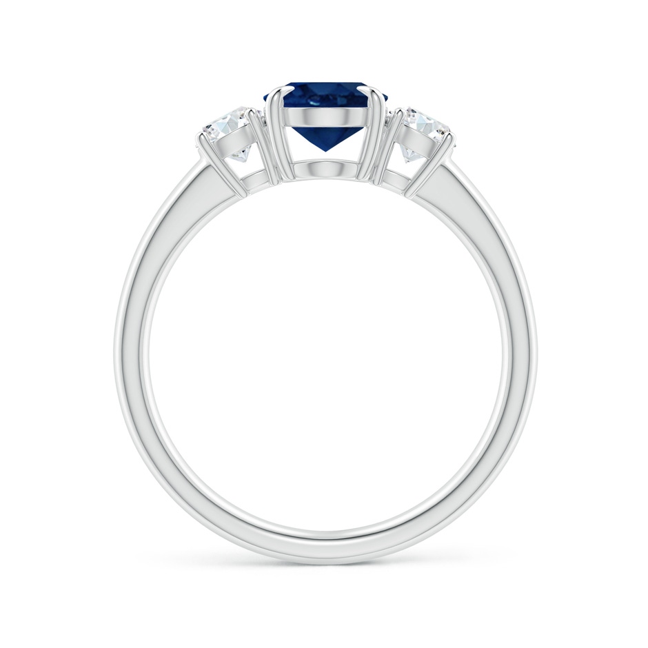 8x6mm AA Oval Sapphire and Round Diamond Three Stone Ring in White Gold side-1
