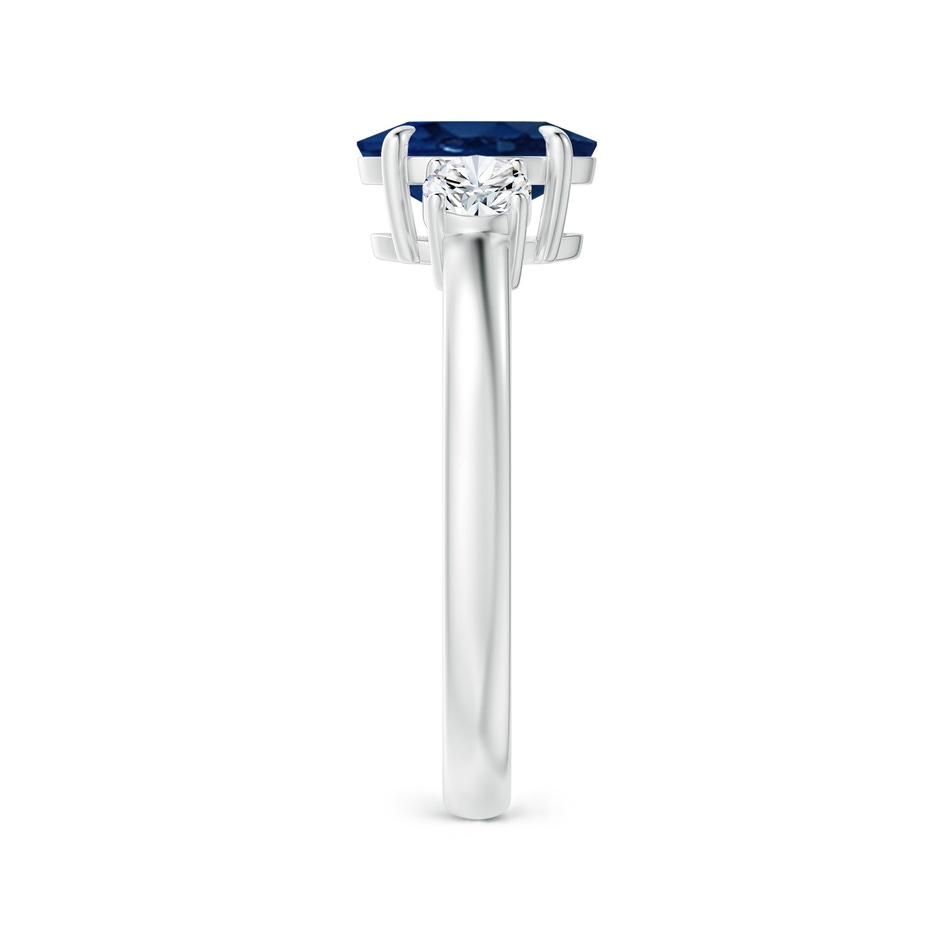 8x6mm AA Oval Sapphire and Round Diamond Three Stone Ring in White Gold side-2