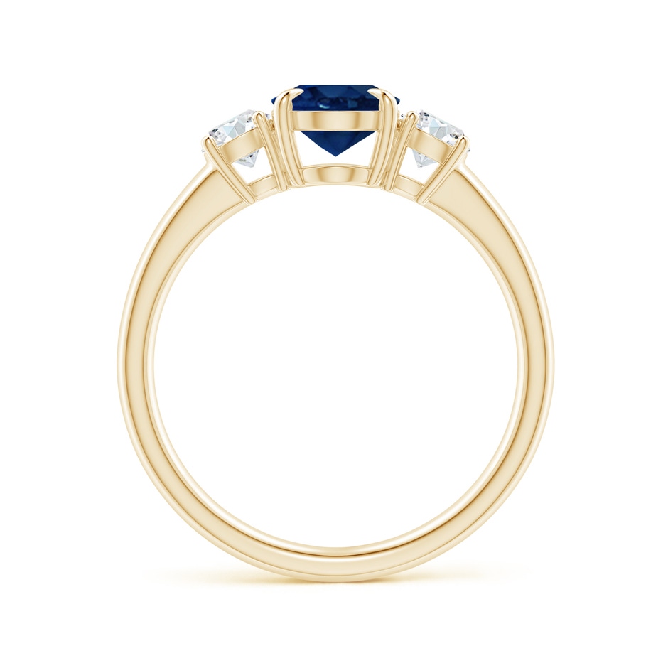 8x6mm AA Oval Sapphire and Round Diamond Three Stone Ring in Yellow Gold side-1