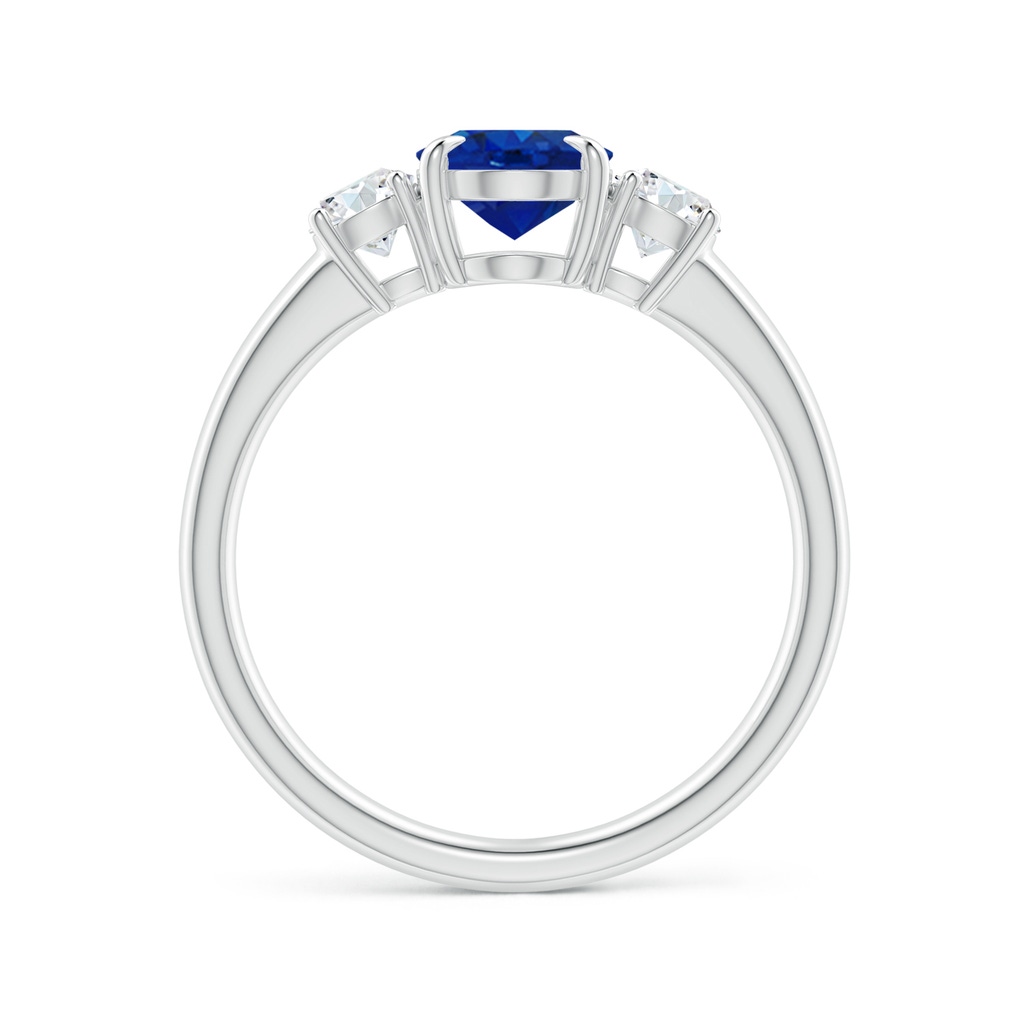 8x6mm AAA Oval Sapphire and Round Diamond Three Stone Ring in 10K White Gold - side_1