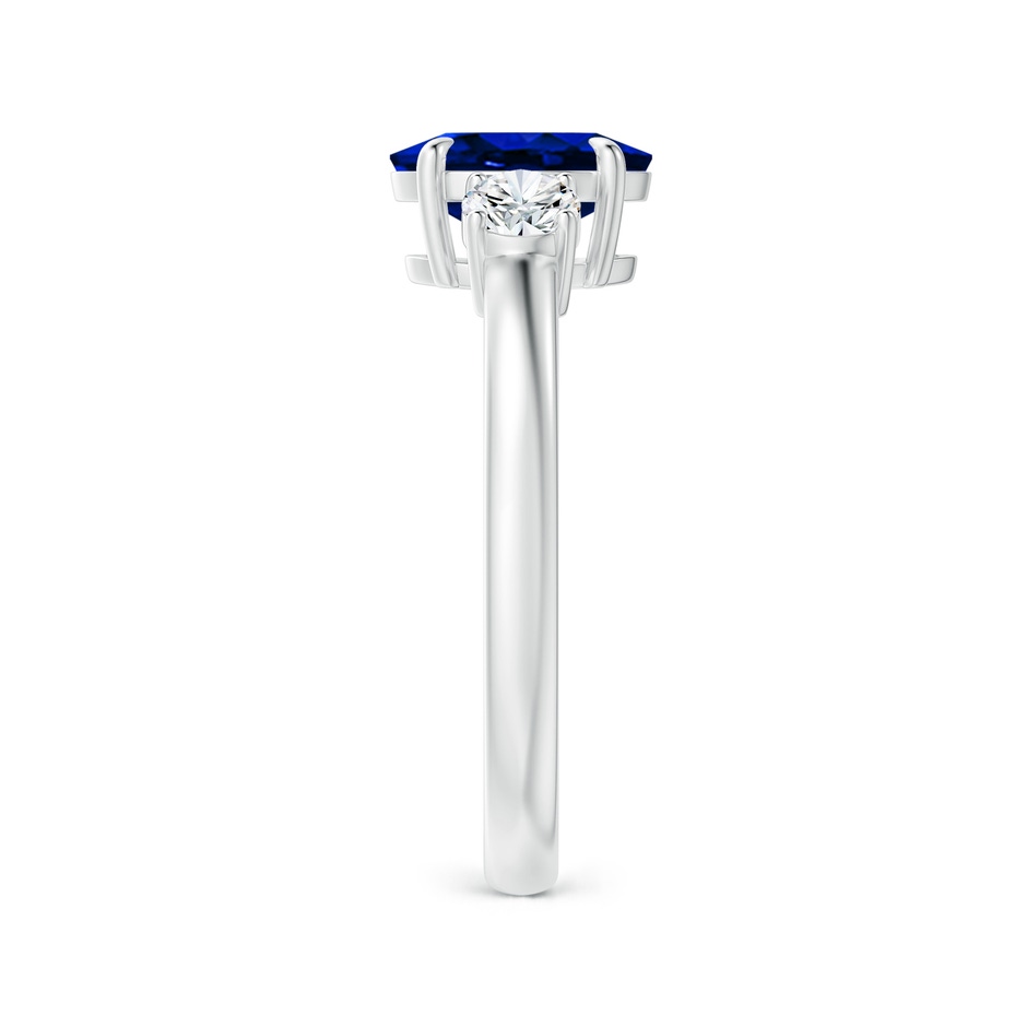 8x6mm AAAA Oval Sapphire and Round Diamond Three Stone Ring in P950 Platinum side-2