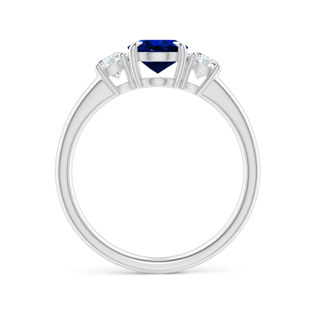 8x6mm Lab-Grown Oval Sapphire and Round Diamond Three Stone Ring in White Gold - side_1
