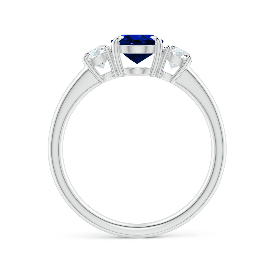 8x6mm Lab-Grown Oval Sapphire and Round Diamond Three Stone Ring in White Gold side-1