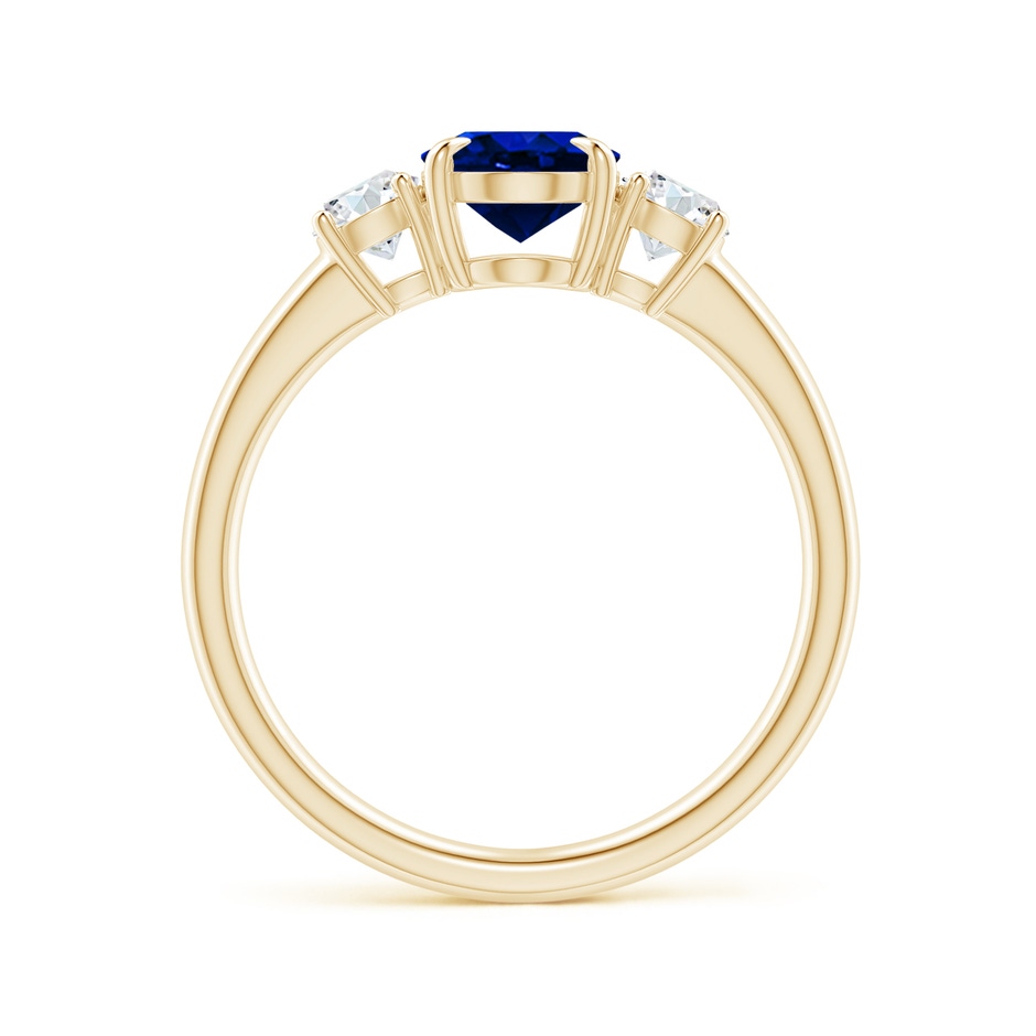 8x6mm Lab-Grown Oval Sapphire and Round Diamond Three Stone Ring in Yellow Gold side-1