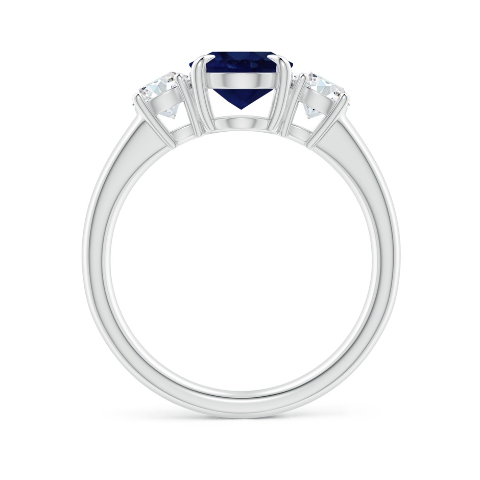 9x7mm A Oval Sapphire and Round Diamond Three Stone Ring in White Gold side-1