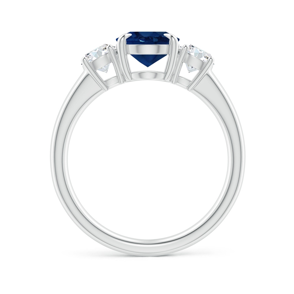 9x7mm AA Oval Sapphire and Round Diamond Three Stone Ring in White Gold side-1