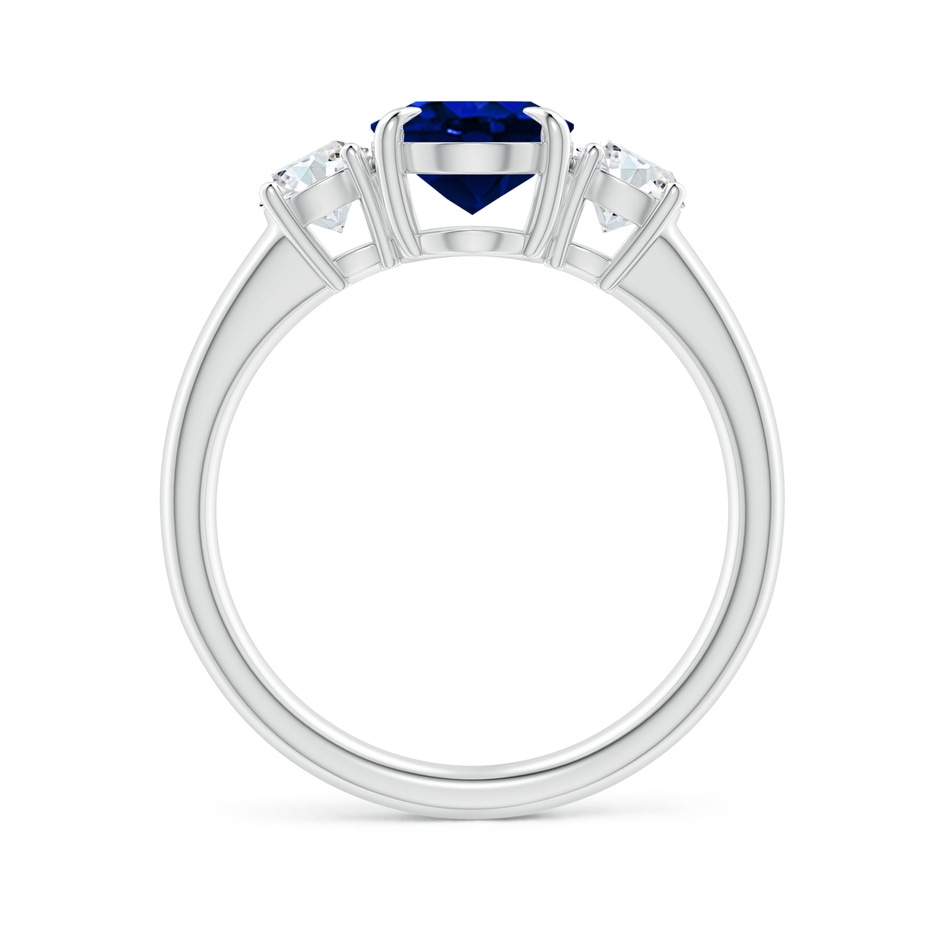 9x7mm Lab-Grown Oval Sapphire and Round Diamond Three Stone Ring in P950 Platinum side-1