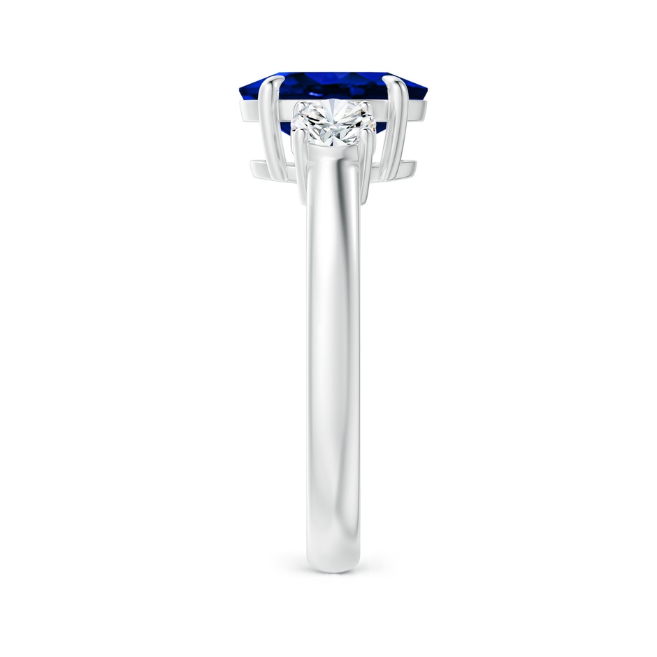 9x7mm Lab-Grown Oval Sapphire and Round Diamond Three Stone Ring in P950 Platinum side-2