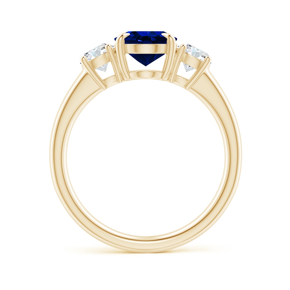 9x7mm Lab-Grown Oval Sapphire and Round Diamond Three Stone Ring in Yellow Gold side-1