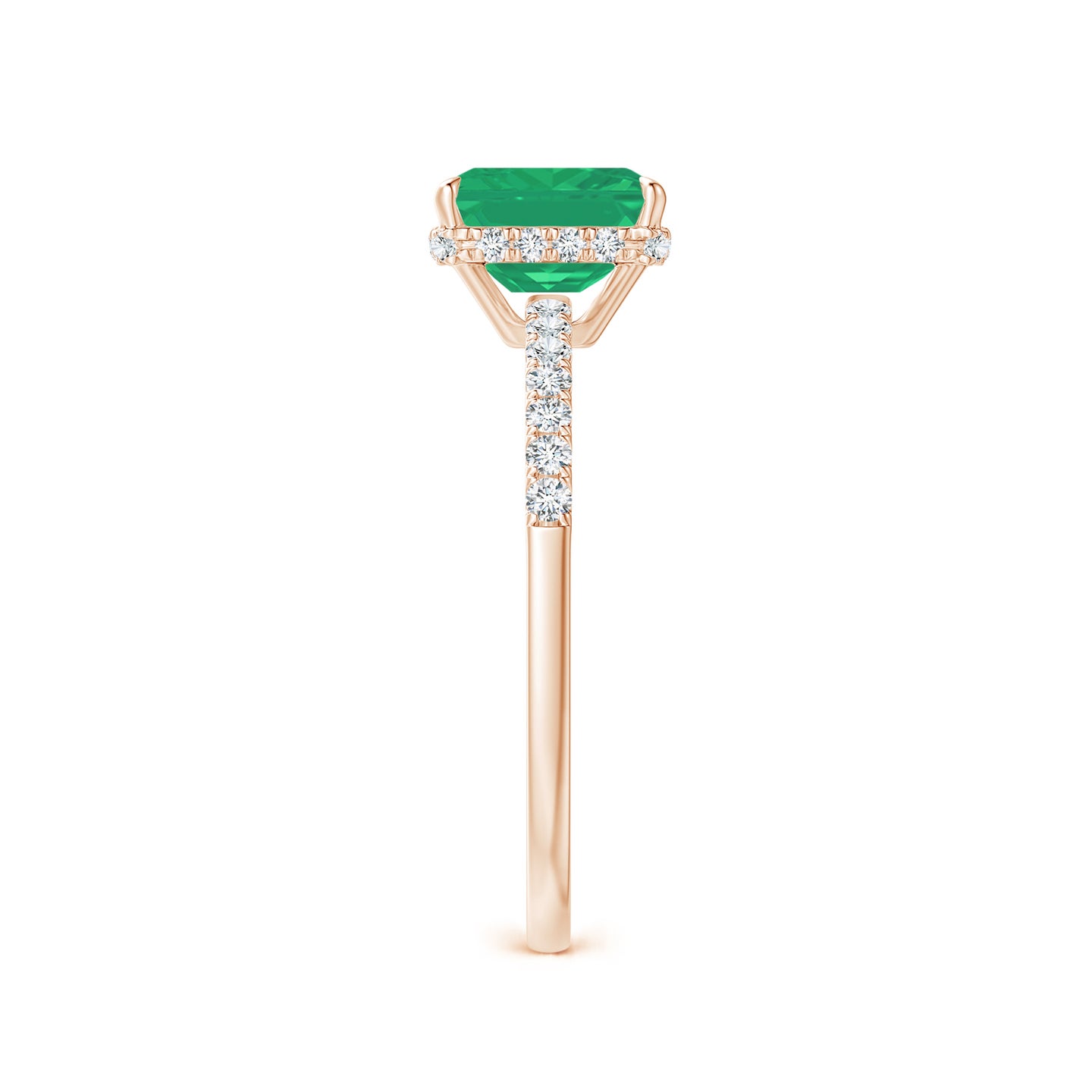 Emerald-Cut Emerald Engagement Ring with Diamonds