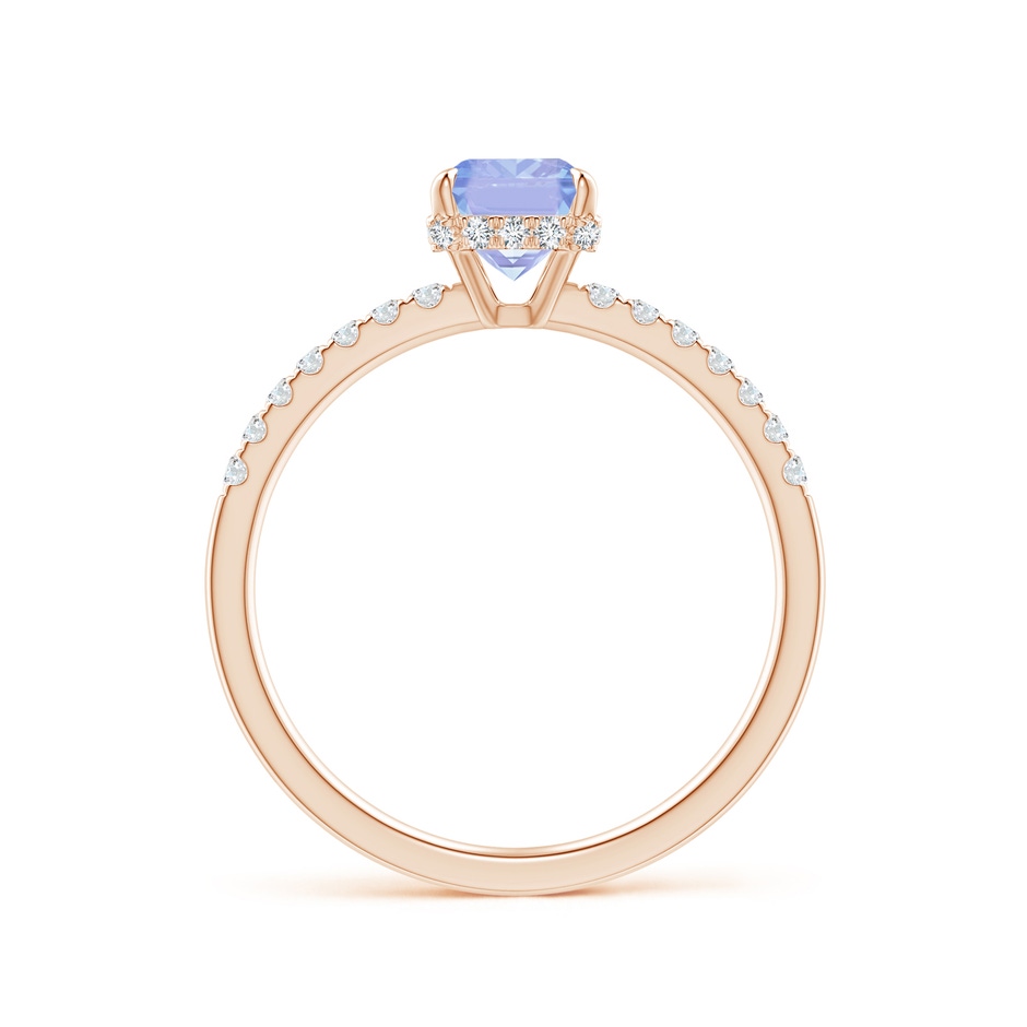 7x5mm A Emerald-Cut Tanzanite Engagement Ring with Diamonds in Rose Gold side-1