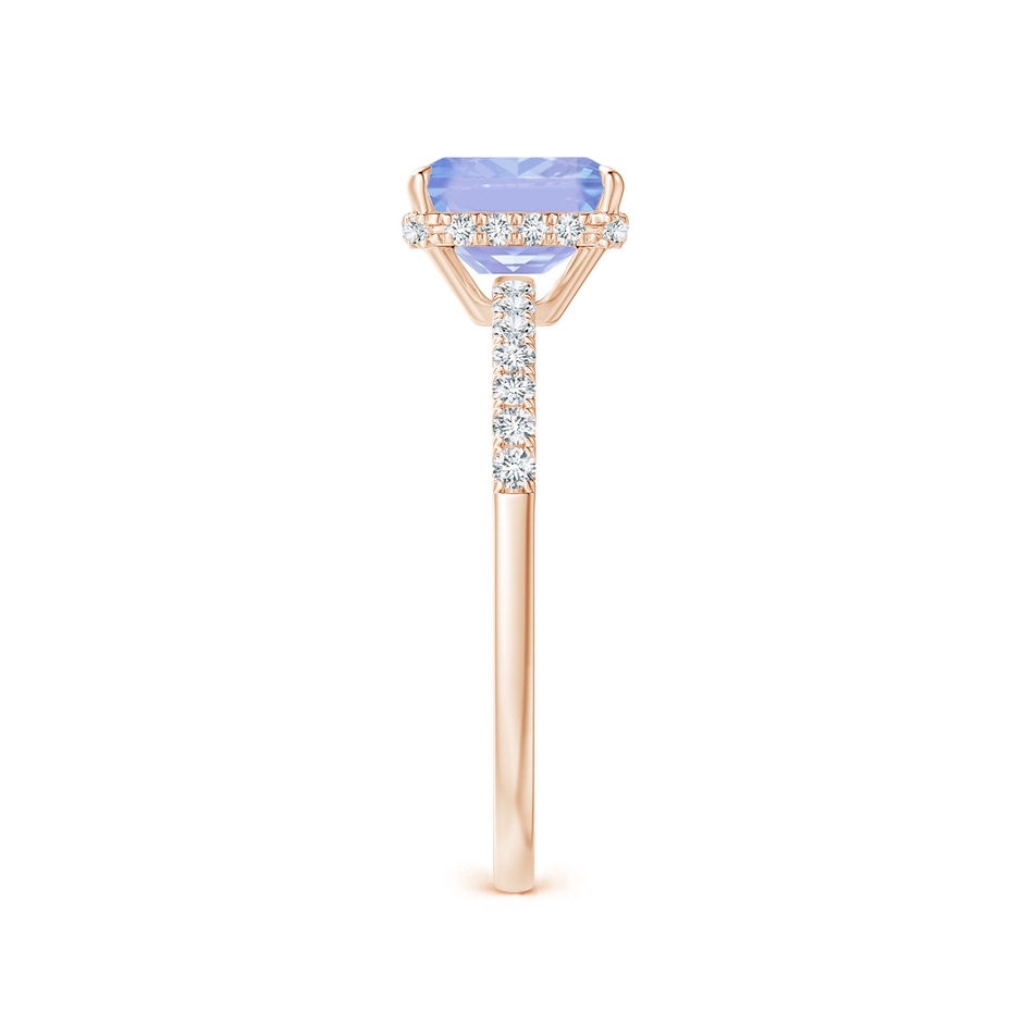 7x5mm A Emerald-Cut Tanzanite Engagement Ring with Diamonds in Rose Gold side-2